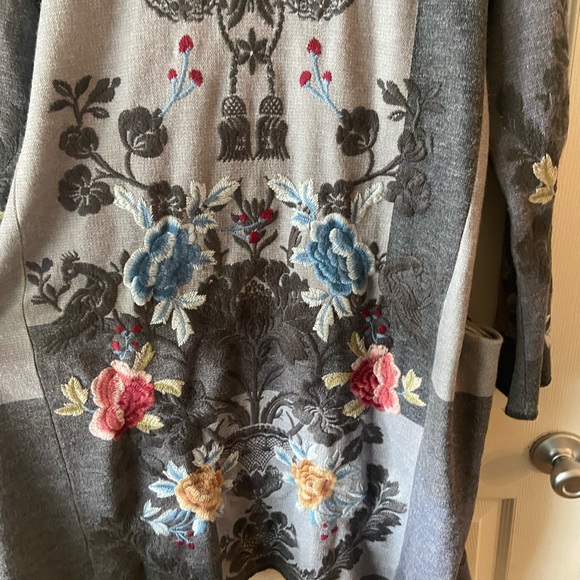 Biya Johnny Was Rocco Hooded Duster Cardigan Sweater Jacket Floral Embroidery - Picture 8 of 9